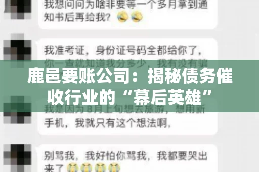 鹿邑要账公司:揭秘债务催收行业的“幕后英雄” 鹿邑要账公司:揭秘债务催收行业的“幕后英雄”